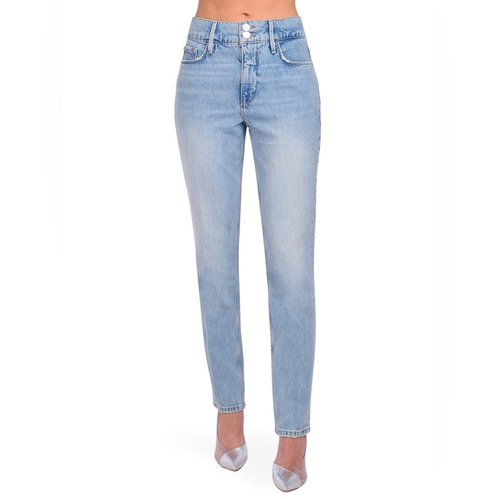 FRAME Le Sylvie Slender Straight Bilson Size 26 Light wash denim light distress